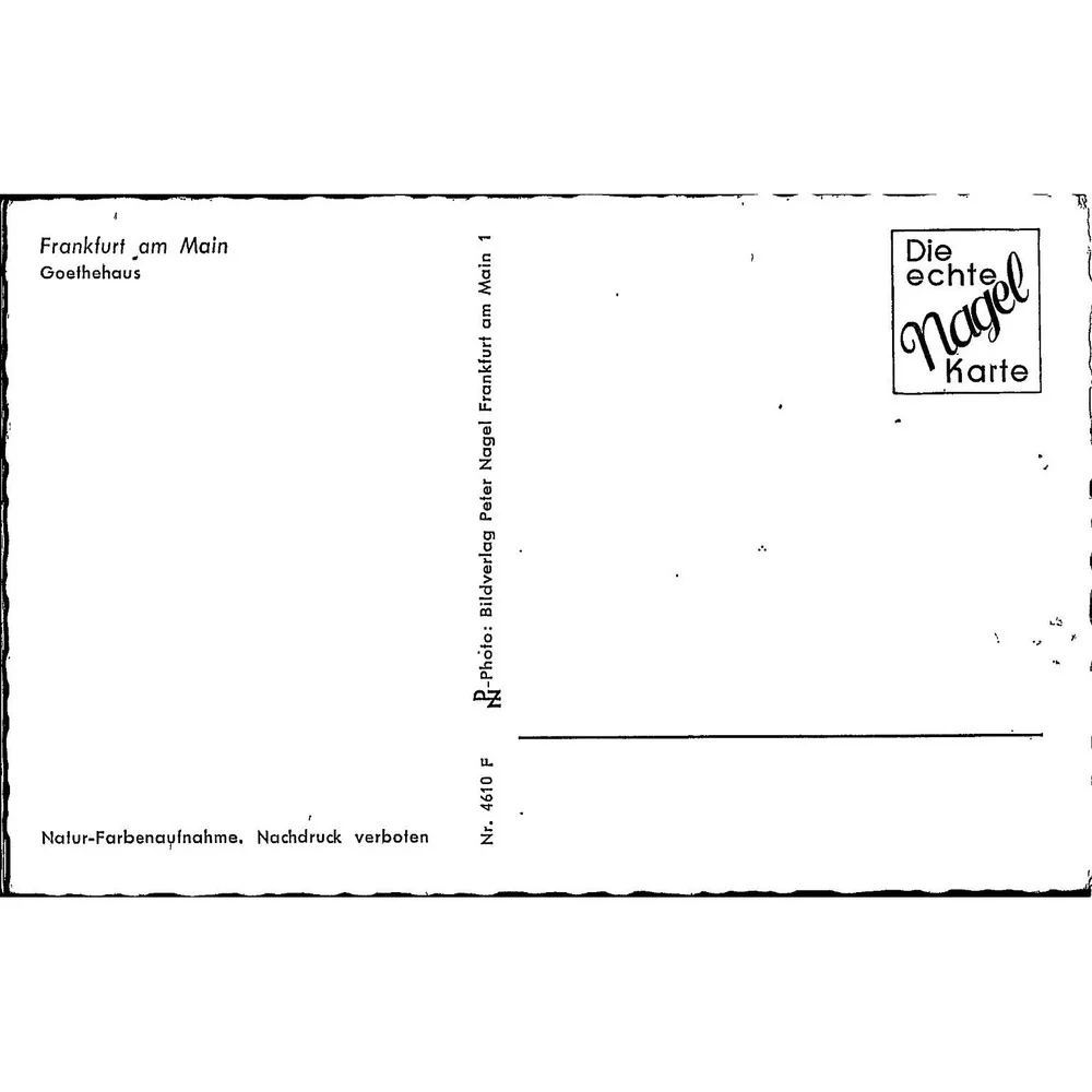 Vintage Frankfurt Goethehaus Postcard by Peter‎ Nagel, Linen Finish